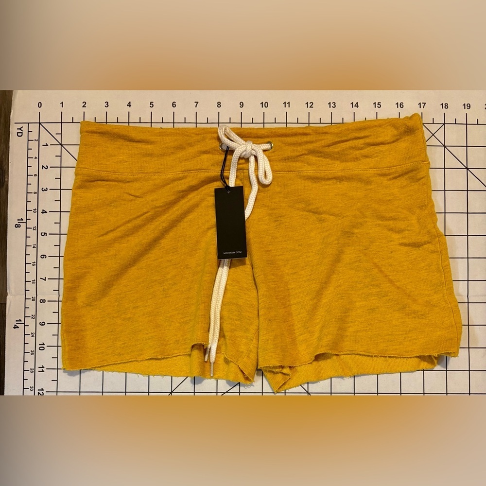 NWT Monrow Women’s Size Medium Drawstring‎ Mustard Yellow Shorts